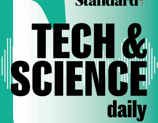 Tech & Science daily podcast logo in black font colour set against a teal background. Tech & Science daily podcast logo in black font colour set against a teal background.
